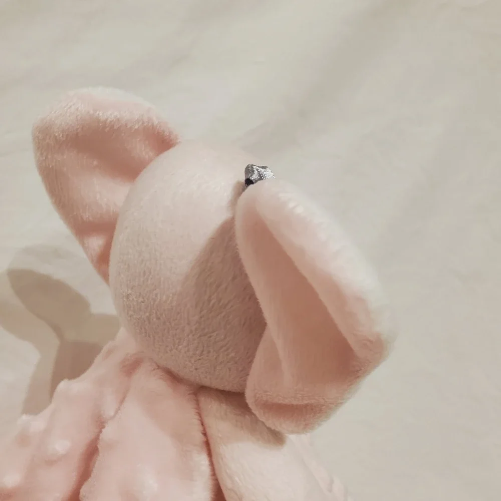 SL Home Pink Minky Dot Elephant Baby Plush Lovey Security Blanket Gray Bow‎